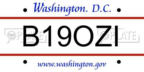 B19OZI District Of Columbia License Plate