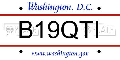 B19QTI District Of Columbia License Plate