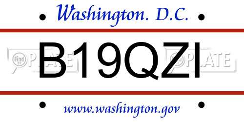 B19QZI District Of Columbia License Plate