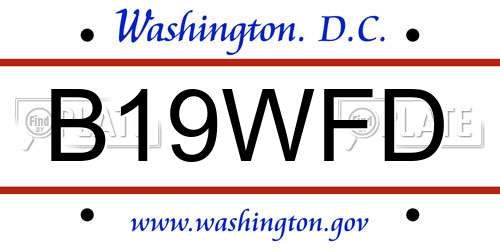 B19WFD District Of Columbia License Plate
