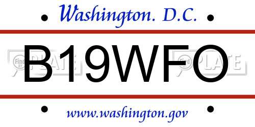B19WFO District Of Columbia License Plate