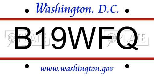B19WFQ District Of Columbia License Plate