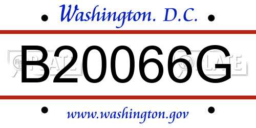B20066G District Of Columbia License Plate