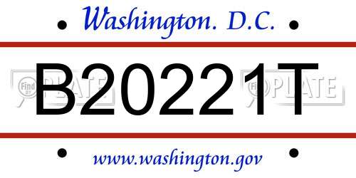 B20221T District Of Columbia License Plate
