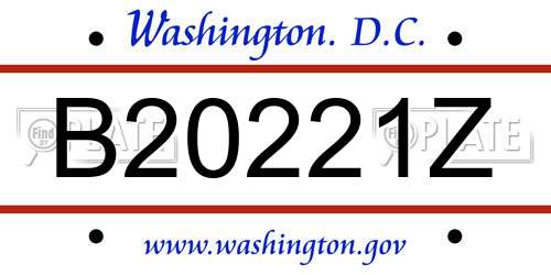 B20221Z District Of Columbia License Plate
