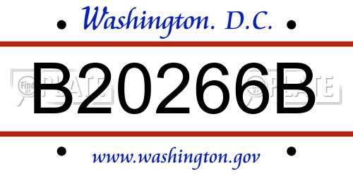 B20266B District Of Columbia License Plate