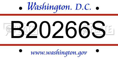 B20266S District Of Columbia License Plate
