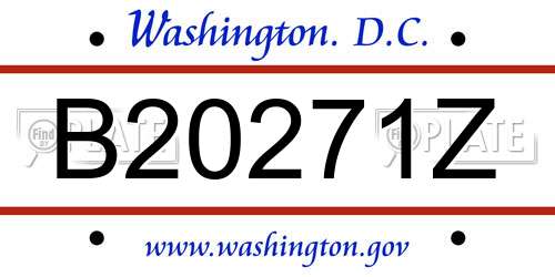 B20271Z District Of Columbia License Plate
