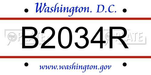 B2034R District Of Columbia License Plate