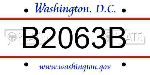 B2063B District Of Columbia License Plate