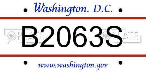 B2063S District Of Columbia License Plate