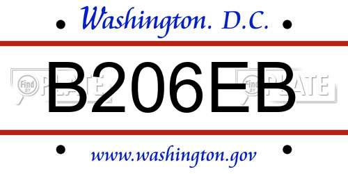 B206EB District Of Columbia License Plate