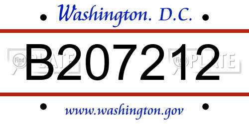 B207212 District Of Columbia License Plate