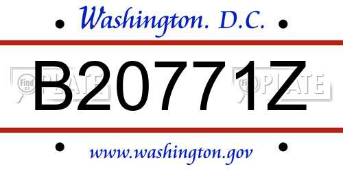 B20771Z District Of Columbia License Plate