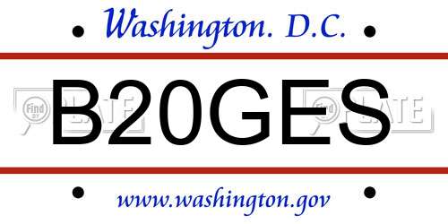 B20GES District Of Columbia License Plate
