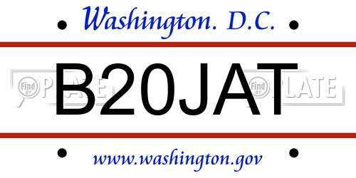 B20JAT District Of Columbia License Plate