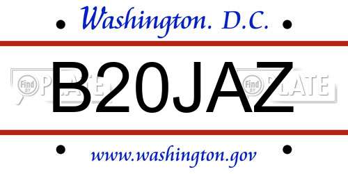 B20JAZ District Of Columbia License Plate