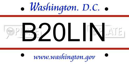 B20LIN District Of Columbia License Plate