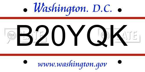 B20YQK District Of Columbia License Plate