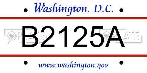 B2125A District Of Columbia License Plate