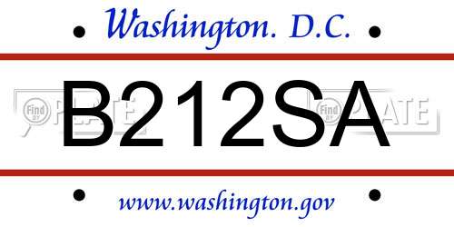 B212SA District Of Columbia License Plate