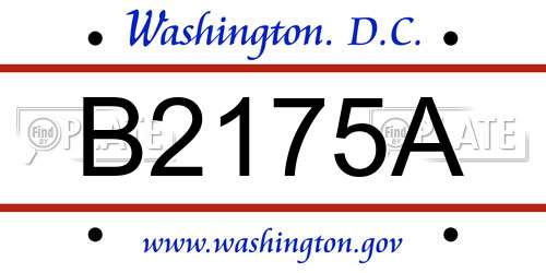 B2175A District Of Columbia License Plate