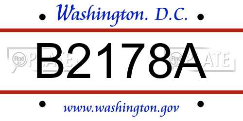 B2178A District Of Columbia License Plate