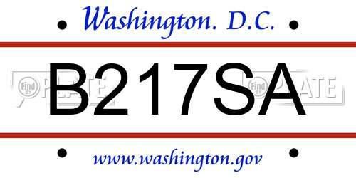 B217SA District Of Columbia License Plate