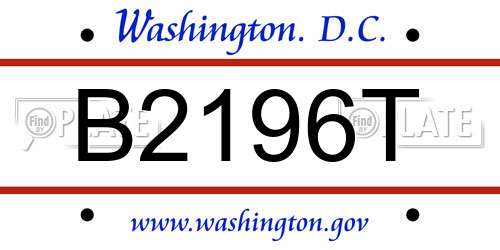 B2196T District Of Columbia License Plate