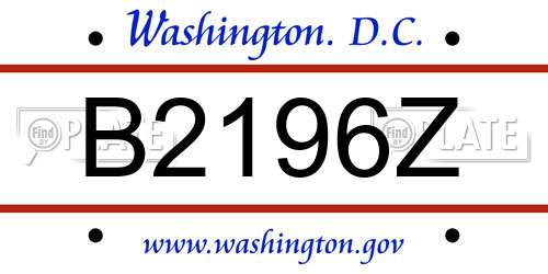 B2196Z District Of Columbia License Plate