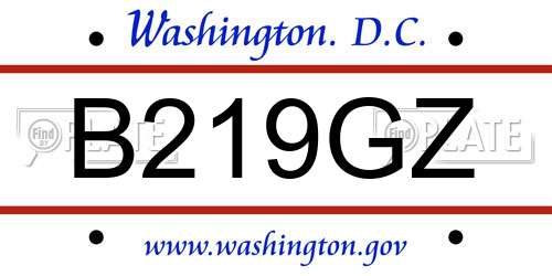B219GZ District Of Columbia License Plate