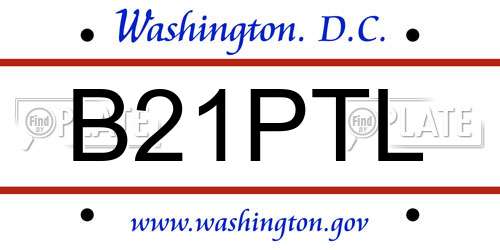 B21PTL District Of Columbia License Plate