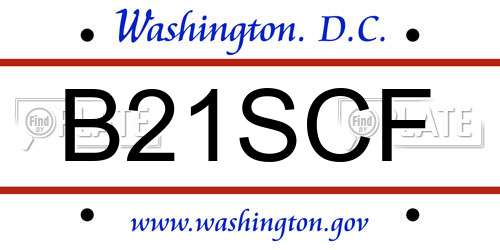 B21SCF District Of Columbia License Plate