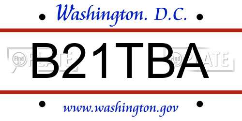 B21TBA District Of Columbia License Plate