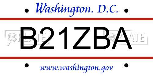 B21ZBA District Of Columbia License Plate