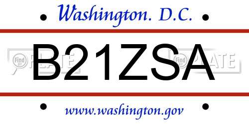 B21ZSA District Of Columbia License Plate