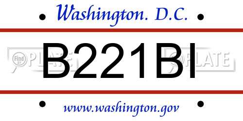 B221BI District Of Columbia License Plate