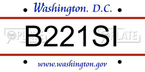 B221SI District Of Columbia License Plate