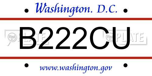 B222CU District Of Columbia License Plate