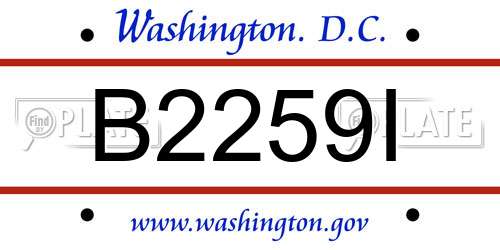 B2259I District Of Columbia License Plate