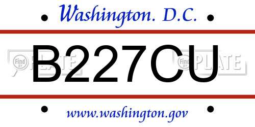 B227CU District Of Columbia License Plate