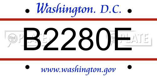 B2280E District Of Columbia License Plate