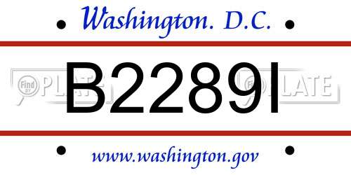 B2289I District Of Columbia License Plate