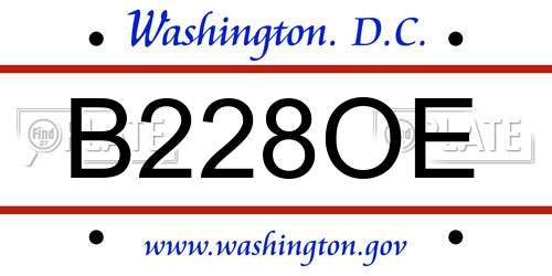 B228OE District Of Columbia License Plate