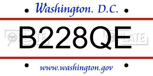 B228QE District Of Columbia License Plate
