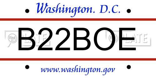 B22BOE District Of Columbia License Plate
