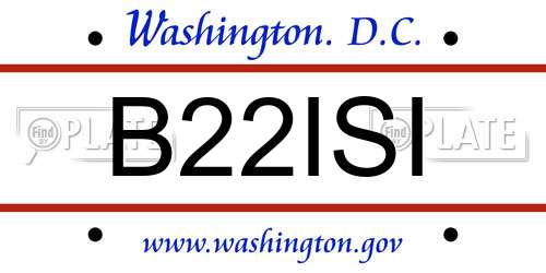 B22ISI District Of Columbia License Plate