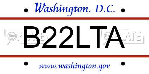 B22LTA District Of Columbia License Plate