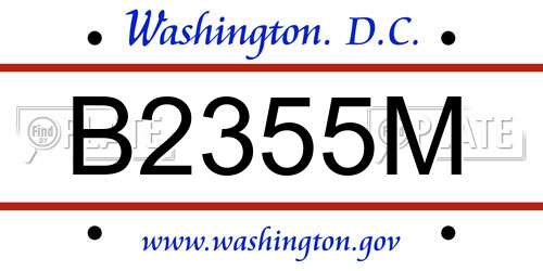 B2355M District Of Columbia License Plate