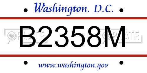 B2358M District Of Columbia License Plate